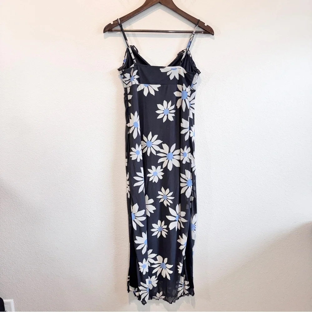 Y2K Coquette Mesh Daisy Slip Dress Blue Floral Sheer Maxi Midi American Eagle S